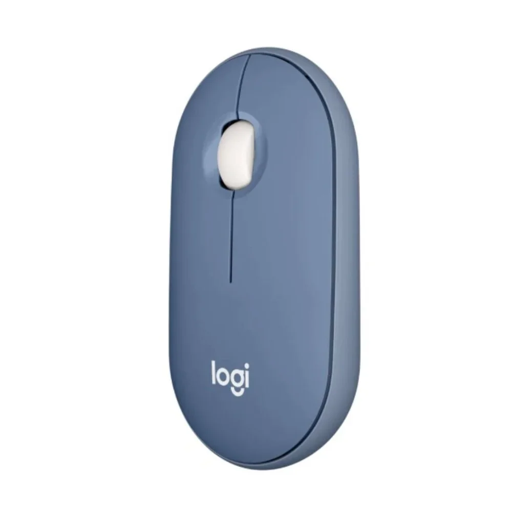 Logitech | Pebble Wireless Mouse, Bluetooth, Silent, Quiet Click, Blueberry